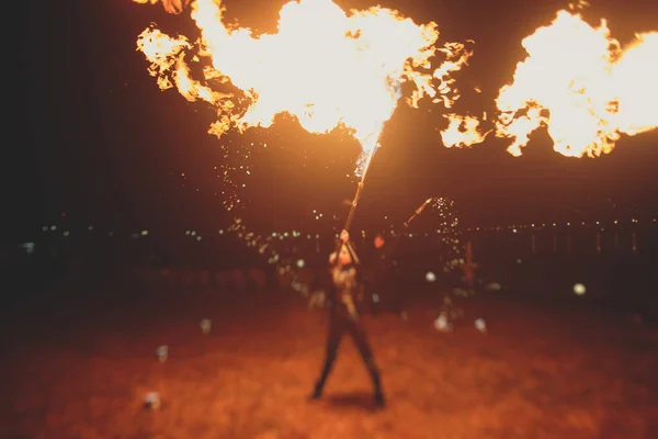 Grupo Artistas Del Fuego Fakir Realizar Espectáculo Increíble Noche Con — Foto de Stock