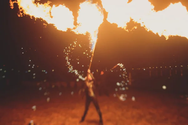 Grupo Artistas Del Fuego Fakir Realizar Espectáculo Increíble Noche Con — Foto de Stock