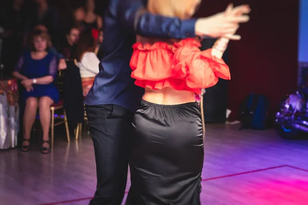 Couples Dancing Traditional Latin Argentinian Dance Milonga Ballroom Hall Tango — 스톡 사진