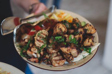 Çeşitli çeşitlerde geleneksel et ızgara ızgara Kafkas mutfağı, şiş, Lyulya, kebap, Azerbaycan mutfağı