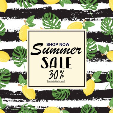 Ananas desen ve mavi çizgiler arka plan vektör çizim yaz satışa.