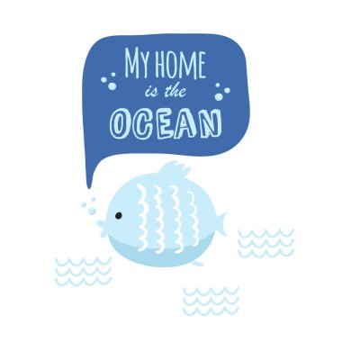 Vektör doodle deniz çizim. İskandinav tarzı. Deniz hayvanları, balina, katil balina, yengeçler martı hazır kartlarla deniz sembolleri balık