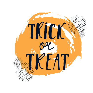 Mutlu Cadılar Bayramı tebrik kartı. Şirin illüstrasyon vektör el çekilmiş. Tatil dekorasyon