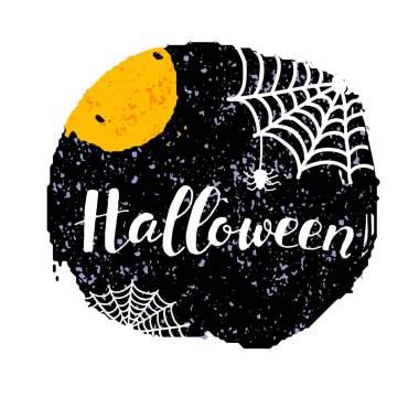 Mutlu Cadılar Bayramı tebrik kartı. Şirin illüstrasyon vektör el çekilmiş. Tatil dekorasyon