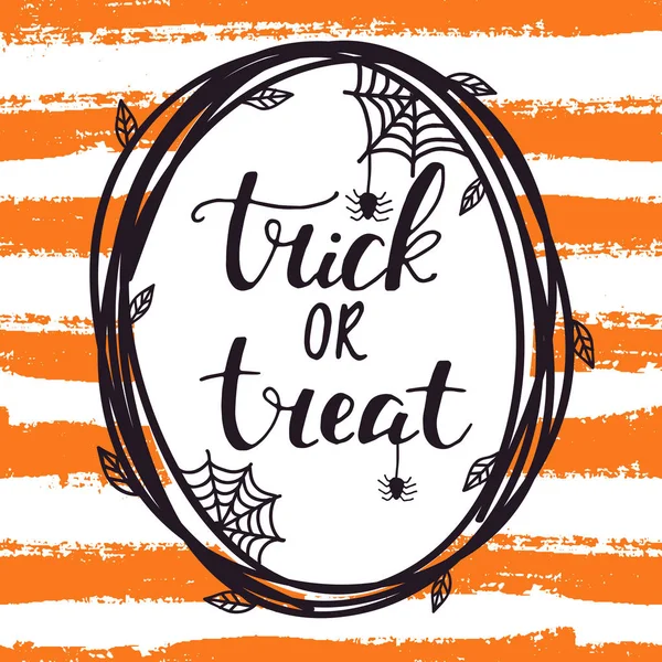 Mutlu Cadılar Bayramı tebrik kartı. Şirin illüstrasyon vektör el çekilmiş. Tatil dekorasyon