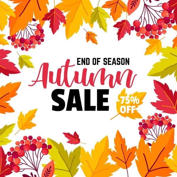 Herfst poster achtergrond met bladeren en tekst, vectorillustratie — Stockvector