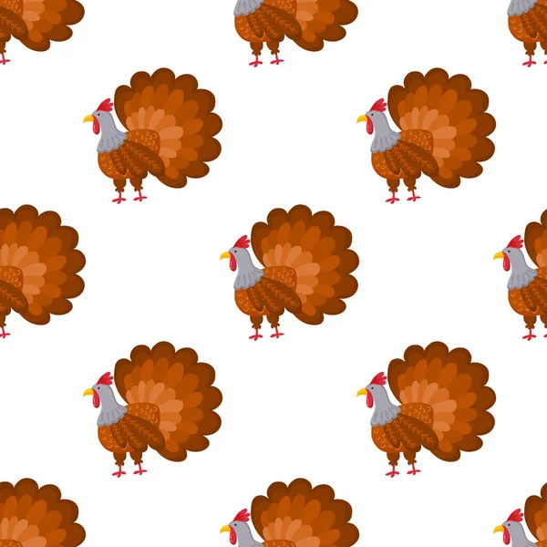 Vector naadloze Thanksgiving Day patroon met Turkije. Vectorillustratie — Stockvector