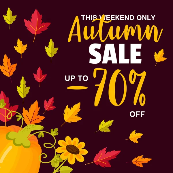 Diseño de póster para ilustración de venta de otoño. Hojas brillantes de otoño. Póster, tarjeta, etiqueta, diseño de banner — Archivo Imágenes Vectoriales