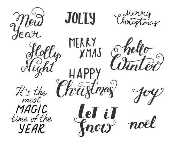 Joyeux Noël dessiné à la main lettrage. Holly Jolly — Image vectorielle