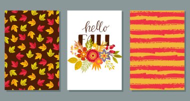 Sonbahar satış flyer şablonu ile yazı, turuncu kümesi bırakır. Sonbahar promosyon. Poster, afiş, kart, etiket ve diğer tasarım. Vektör çizim