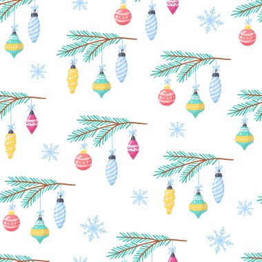 Colorful cute christmas elements seamless pattern background