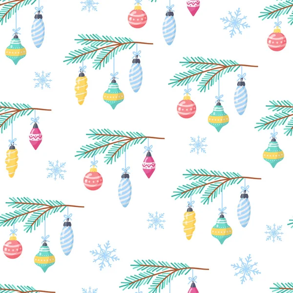 Цветные милые элементы Рождества бесшовный фон шаблона — стоковый вектор