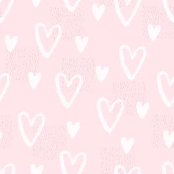 Hand drawn seamless pattern with hearts. Vector — Stock Vector