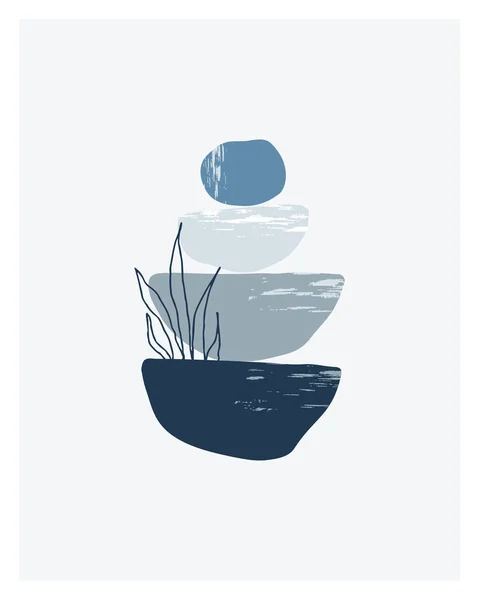 Creatieve minimalistische hand geschilderde illustraties voor wanddecoratie — Stockvector