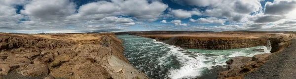 Gullfoss Emblematic Scházel Vodopád Umístěný Výrazného Lokte Řeky Hvita Island — Stock fotografie