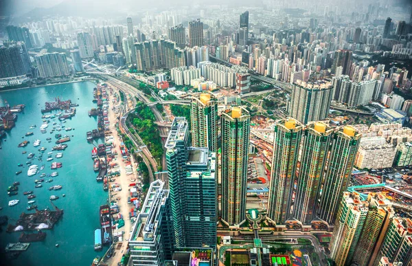 Vista Panorâmica Cidade Hong Kong — Fotografia de Stock