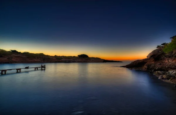 Cala Bonita Beach Sestanyol Nascer Sol Ibiza Ilhas Baleares — Fotografia de Stock