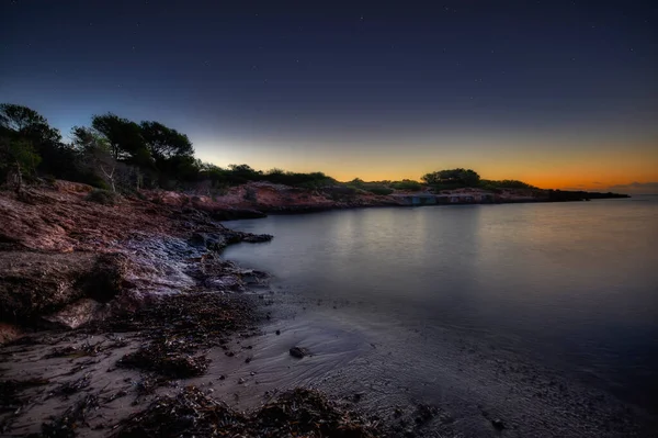 Cala Bonita Strand Sestanyol Bei Sonnenaufgang Ibiza Balearen — Stockfoto