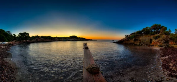 Cala Bonita Beach Sestanyol Nascer Sol Ibiza Ilhas Baleares — Fotografia de Stock