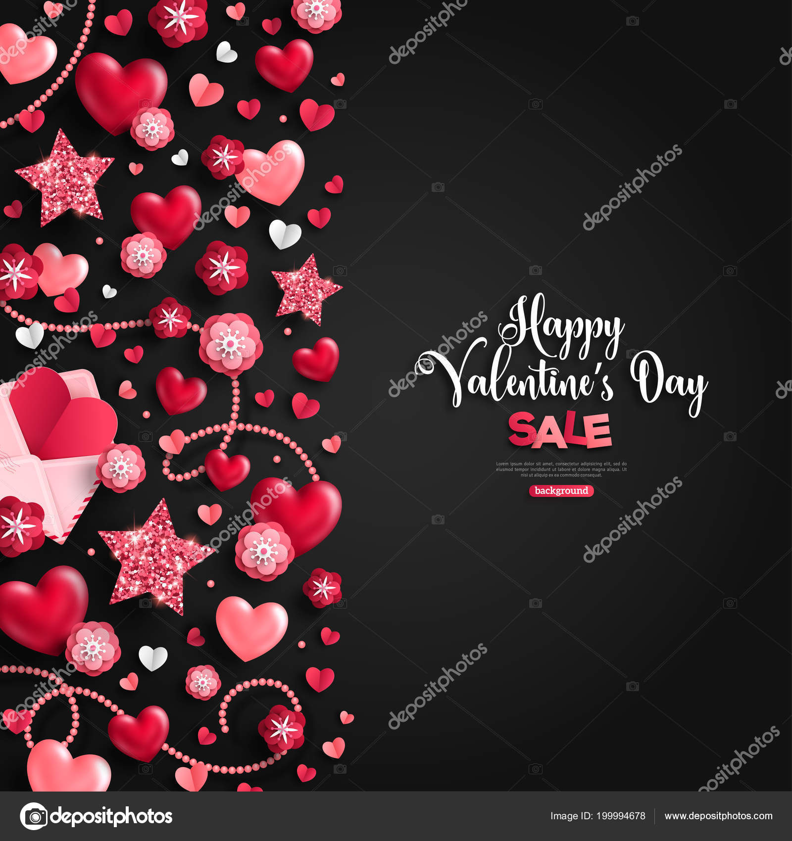 Happy Saint Valentine Day Sale Holiday Objects Black Vector Illustration Stock Vector Royalty Free Vector Image By C Kotoffei 199994678