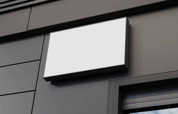 Boş, açık tabela, tabela mockup, logo sunu için bina üzerine monte işareti. 3D render