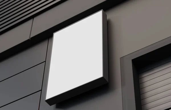 Boş, açık tabela, tabela mockup, logo sunu için bina üzerine monte işareti. 3D render