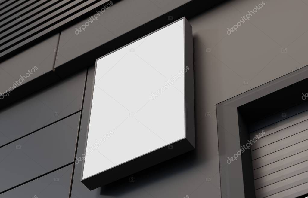 Blank, outdoor signage, signboard mockup, sign mounted on the building for logo presentation. 3d rendering