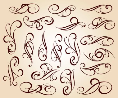 Dekoratif öğeler kümesi. Dividers.Vector resimde. Kolay düzenleme için inşa. Hat grafik tasarım, kartpostal, menü, düğün davetiyesi, romantik tarzı için.