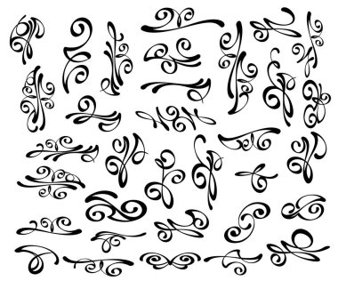 Dekoratif öğeler kümesi. Dividers.Vector resimde. Kolay düzenleme için inşa. Hat grafik tasarım, kartpostal, menü, düğün davetiyesi, romantik tarzı için.