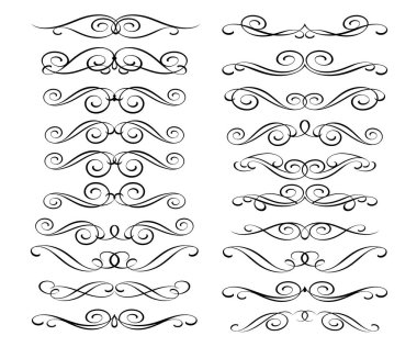 Dekoratif öğeler kümesi. Dividers.Vector resimde. Kolay düzenleme için inşa. Hat grafik tasarım, kartpostal, menü, düğün davetiyesi, romantik tarzı için.
