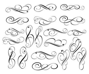 Dekoratif öğeler kümesi. Dividers.Vector resimde. Kolay düzenleme için inşa. Hat grafik tasarım, kartpostal, menü, düğün davetiyesi, romantik tarzı için.