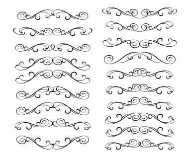 Dekoratif öğeler kümesi. Dividers.Vector resimde. Kolay düzenleme için inşa. Hat grafik tasarım, kartpostal, menü, düğün davetiyesi, romantik tarzı için.