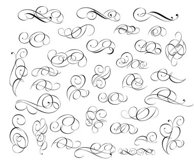 Dekoratif öğeler kümesi. Dividers.Vector resimde. Kolay düzenleme için inşa. Hat grafik tasarım, kartpostal, menü, düğün davetiyesi, romantik tarzı için.