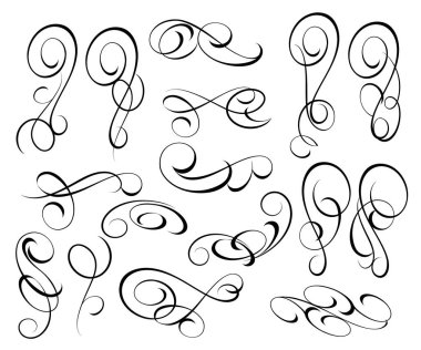 Tasarım öğeleri kümesi. Vektör çizim. Siyah beyaz. 