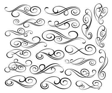 Kaligrafi zarif tasarım unsurları. Vektör çizim.