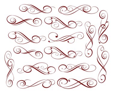 Zarif dekoratif öğeler kümesi. Vektör çizim.