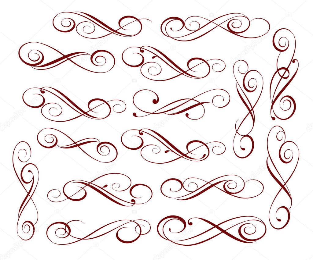 Set of elegant decorative elements. Vector illustration.