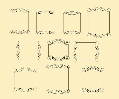 Vektör retro çerçeveleri ayarlayın. Vektör çizim.
