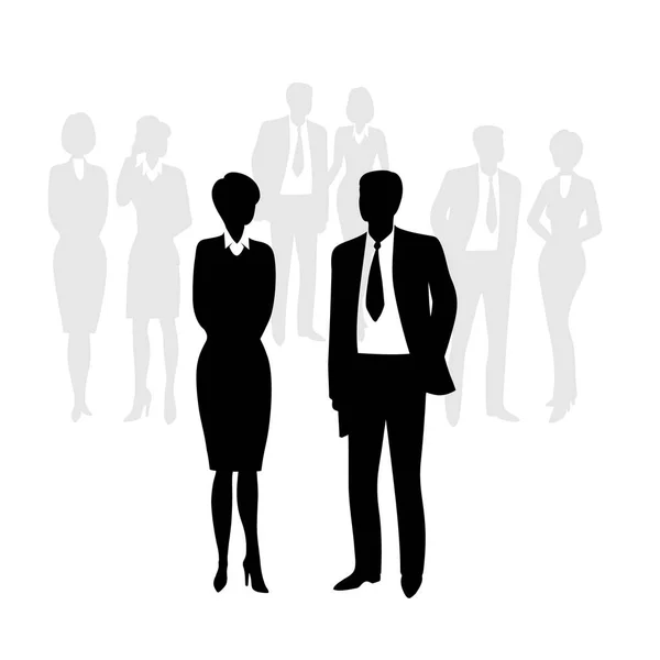 Business Mensen Silhouet Zwarte Silhouetten Van Business Groep Afzonderlijk — Stockvector