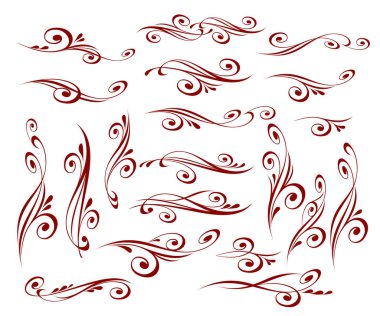 Zarif dekoratif öğeler kümesi. Vektör çizim.