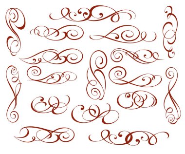 Zarif dekoratif öğeler kümesi. Vektör çizim.