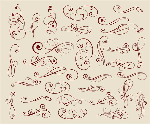 Calligraphic Elegant Elements Design Vector Illustration — Stock Vector