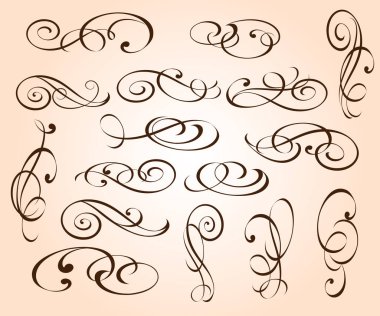 Dekoratif öğeler kümesi. Dividers.Vector resimde. Kolay düzenleme için inşa. Hat grafik tasarım, kartpostal, menü, düğün davetiyesi, romantik tarzı için.