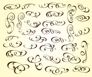 Dekoratif öğeler kümesi. Dividers.Vector resimde. Kolay düzenleme için inşa. Hat grafik tasarım, kartpostal, menü, düğün davetiyesi, romantik tarzı için.