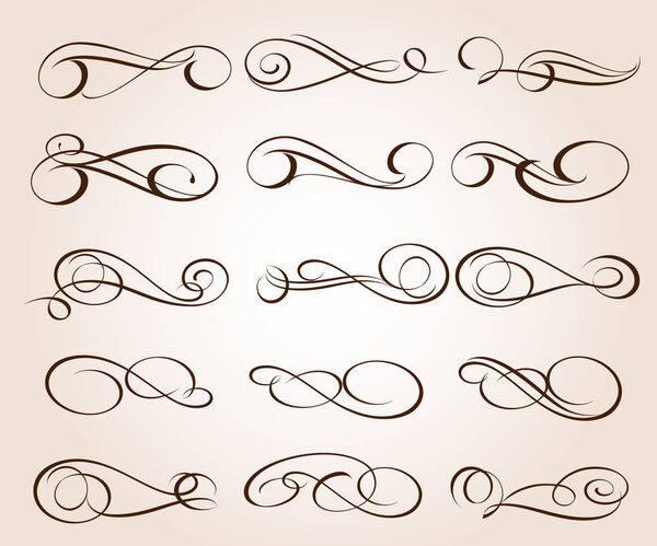 Набор декоративных элементов. Векторная иллюстрация.Хорошо построена для простого монтажа .Для каллиграфии графический дизайн, открытка, меню, приглашение на свадьбу, романтический стиль
.