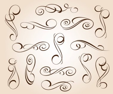 Zarif dekoratif öğeler kümesi. Vektör çizim.