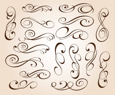 Zarif dekoratif öğeler kümesi. Vektör çizim.
