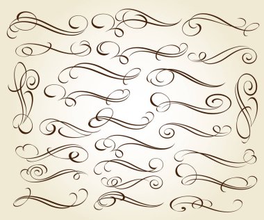 Kaligrafi zarif tasarım unsurları. Vektör çizim.