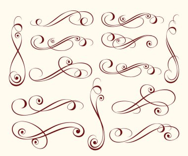 Kaligrafi zarif tasarım unsurları. Vektör çizim.