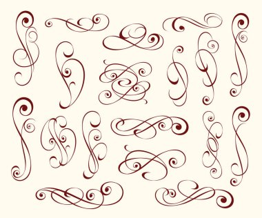 Kaligrafi zarif tasarım unsurları. Vektör çizim.